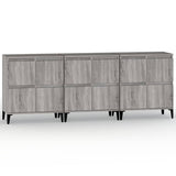 Sideboards 3 pcs Grey Sonoma 60x35x70 cm Engineered Wood - Front View