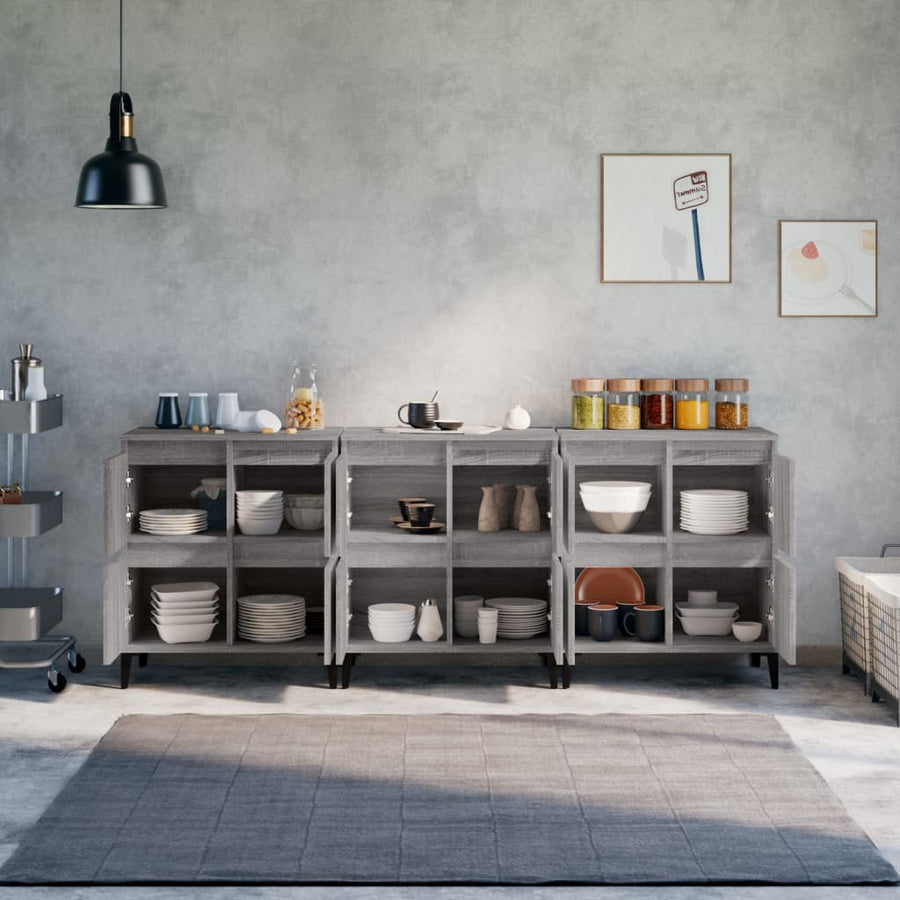 Sideboards 3 pcs Grey Sonoma 60x35x70 cm Engineered Wood