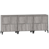 Sideboards 3 pcs Grey Sonoma 60x35x70 cm Engineered Wood - Rear View