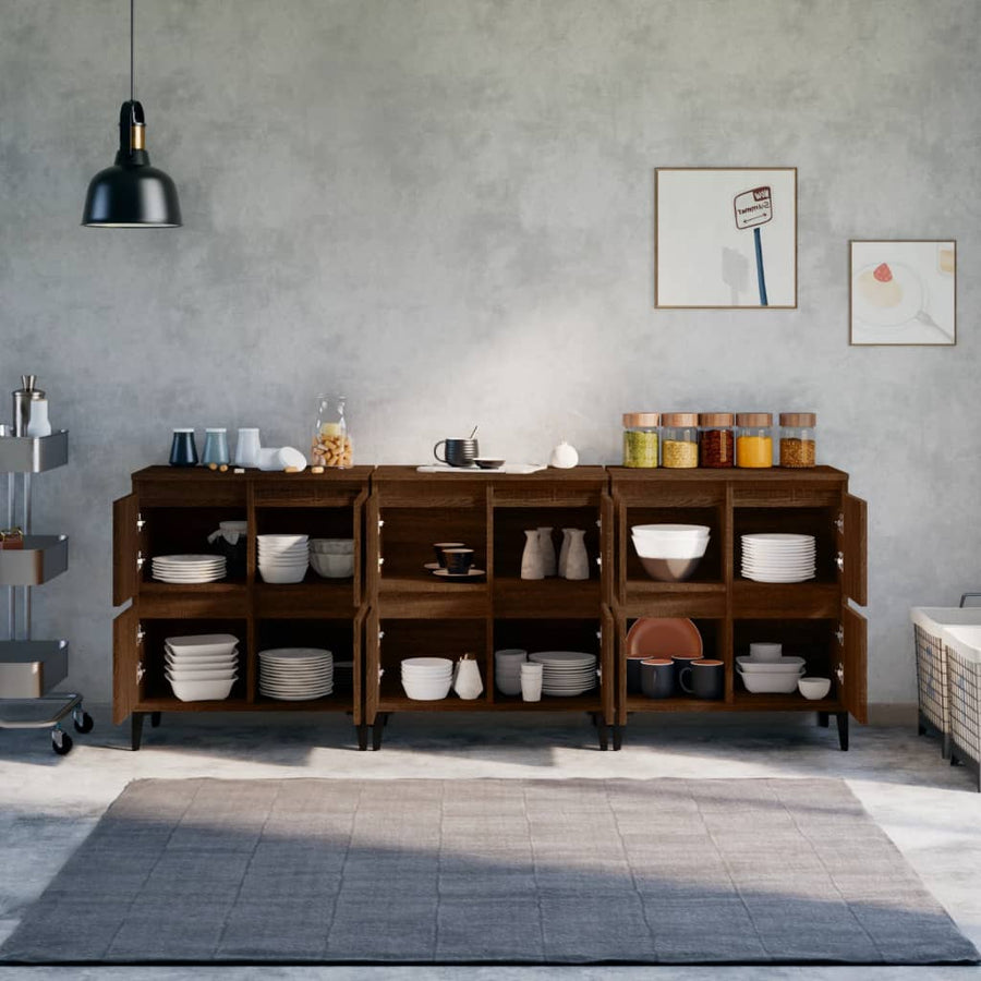Sideboards 3 pcs Brown Oak 60x35x70 cm Engineered Wood