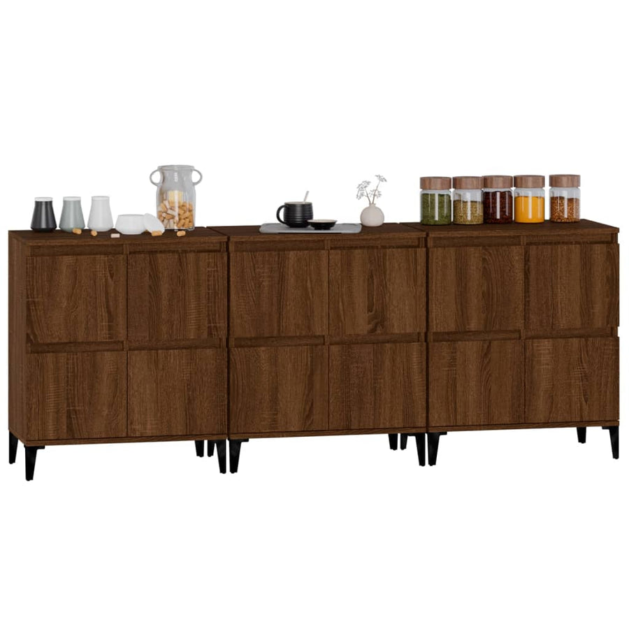 Sideboards 3 pcs Brown Oak 60x35x70 cm Engineered Wood
