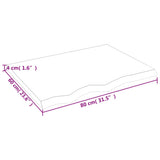 Bathroom Countertop Light Brown 80x60x4 cm Treated Solid Wood