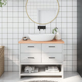 Bathroom Countertop Light Brown 100x30x4 cm Treated Solid Wood
