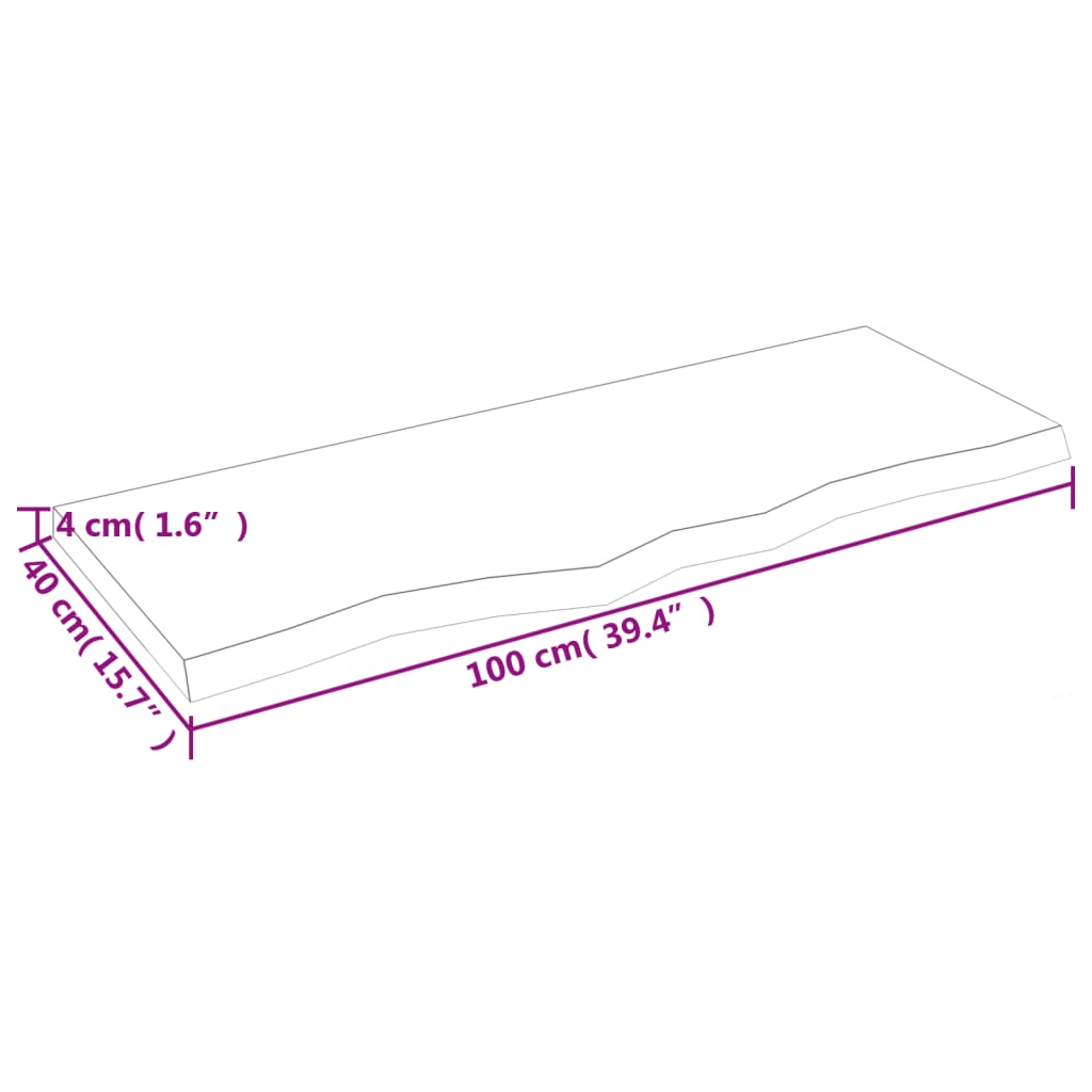 Bathroom Countertop Light Brown 100x40x(2-4) cm Solid Wood