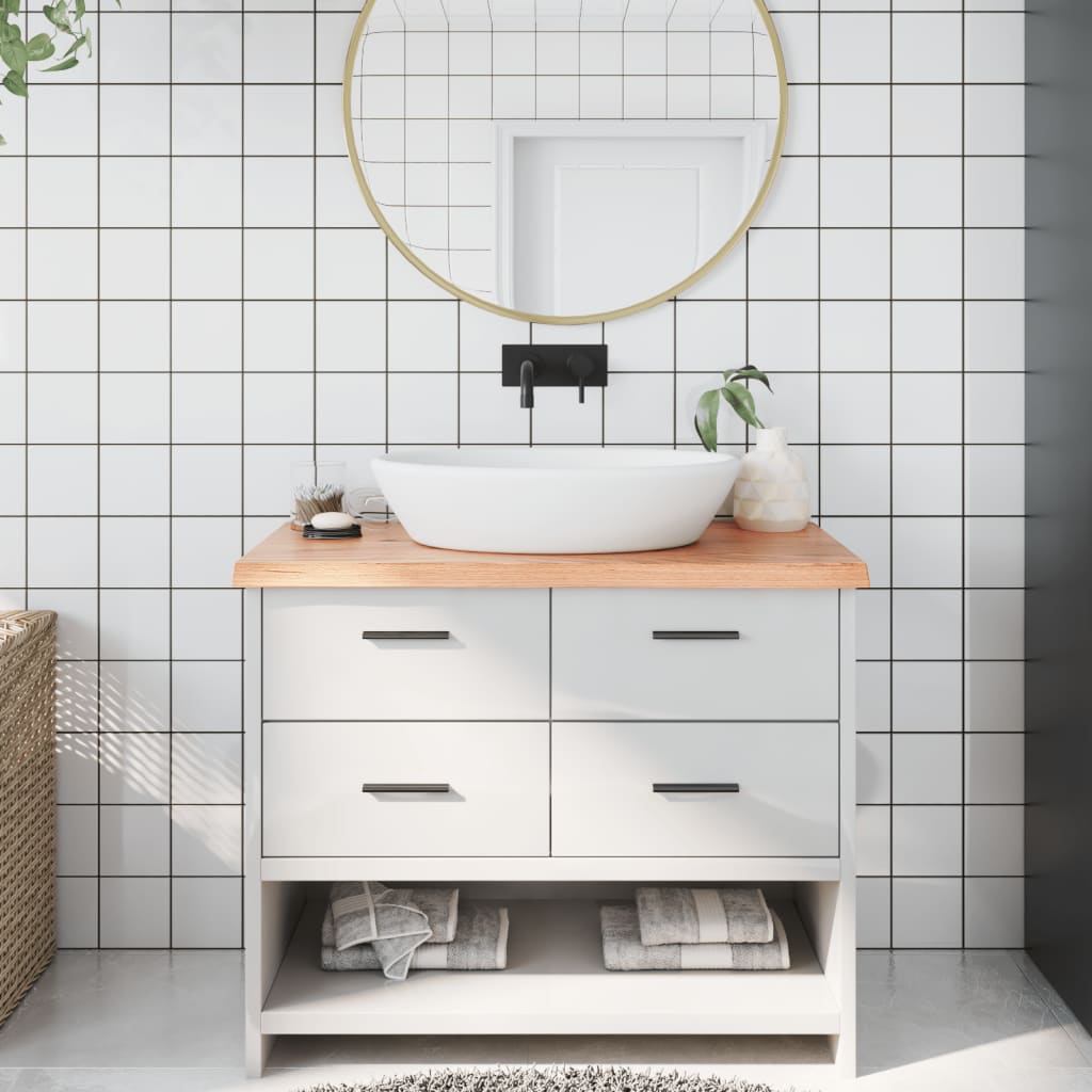 Bathroom Countertop Light Brown 100x40x(2-4) cm Solid Wood
