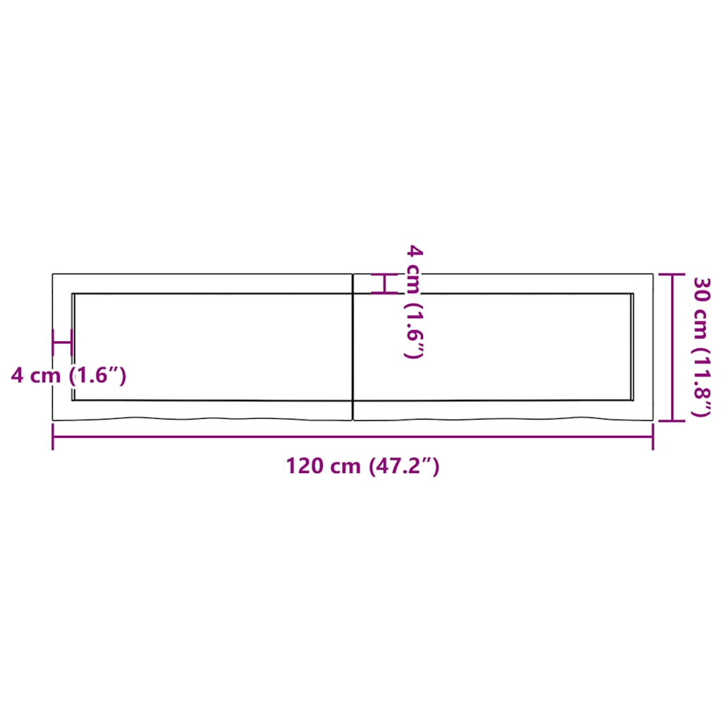 Bathroom Countertop Light Brown 120x30x4 cm Treated Solid Wood