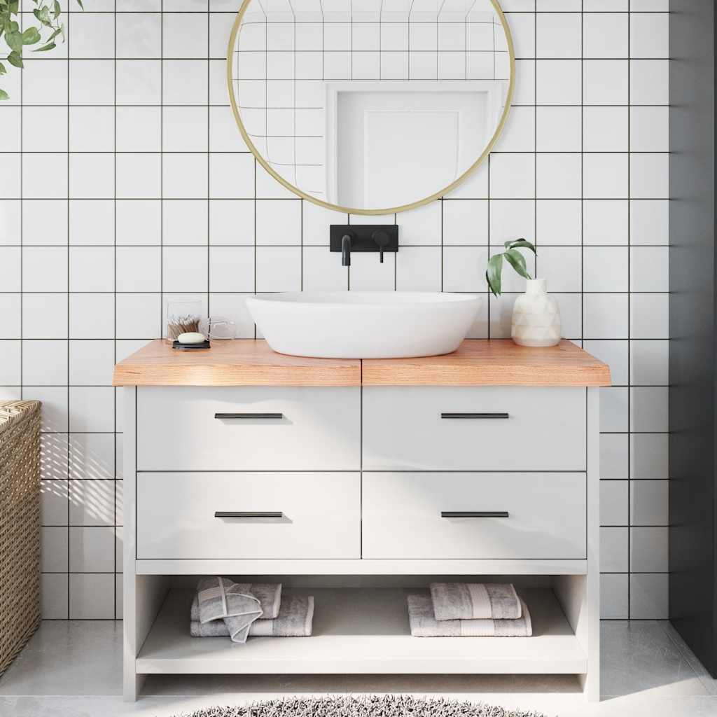 Bathroom Countertop Light Brown 120x50x(2-6) cm Solid Wood