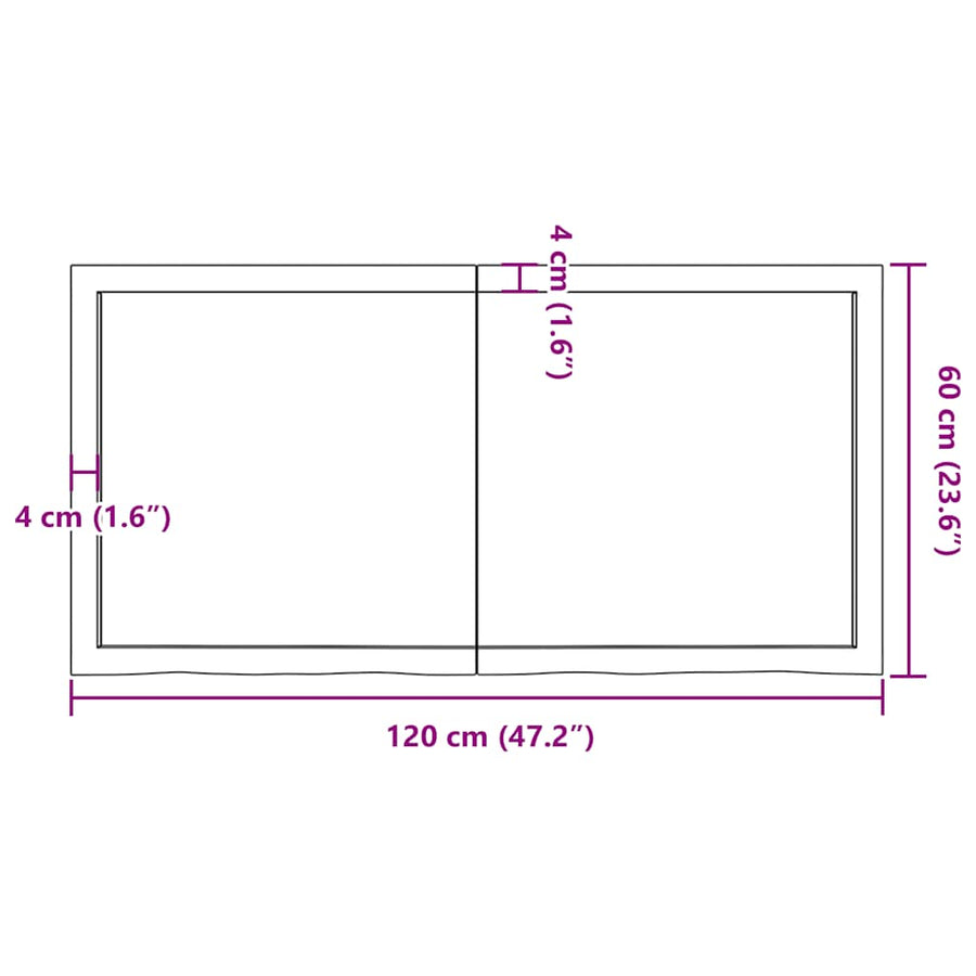 Bathroom Countertop Light Brown 120x60x(2-4) cm Solid Wood