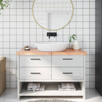Bathroom Countertop Light Brown 120x60x(2-4) cm Solid Wood