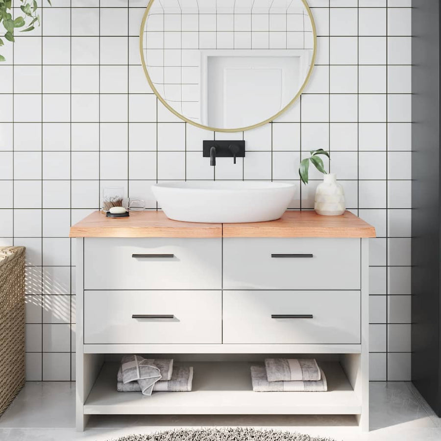 Bathroom Countertop Light Brown 120x60x(2-4) cm Solid Wood