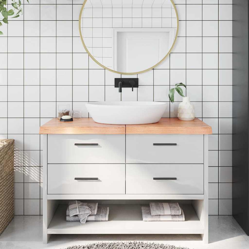 Bathroom Countertop Light Brown 120x60x(2-6) cm Solid Wood