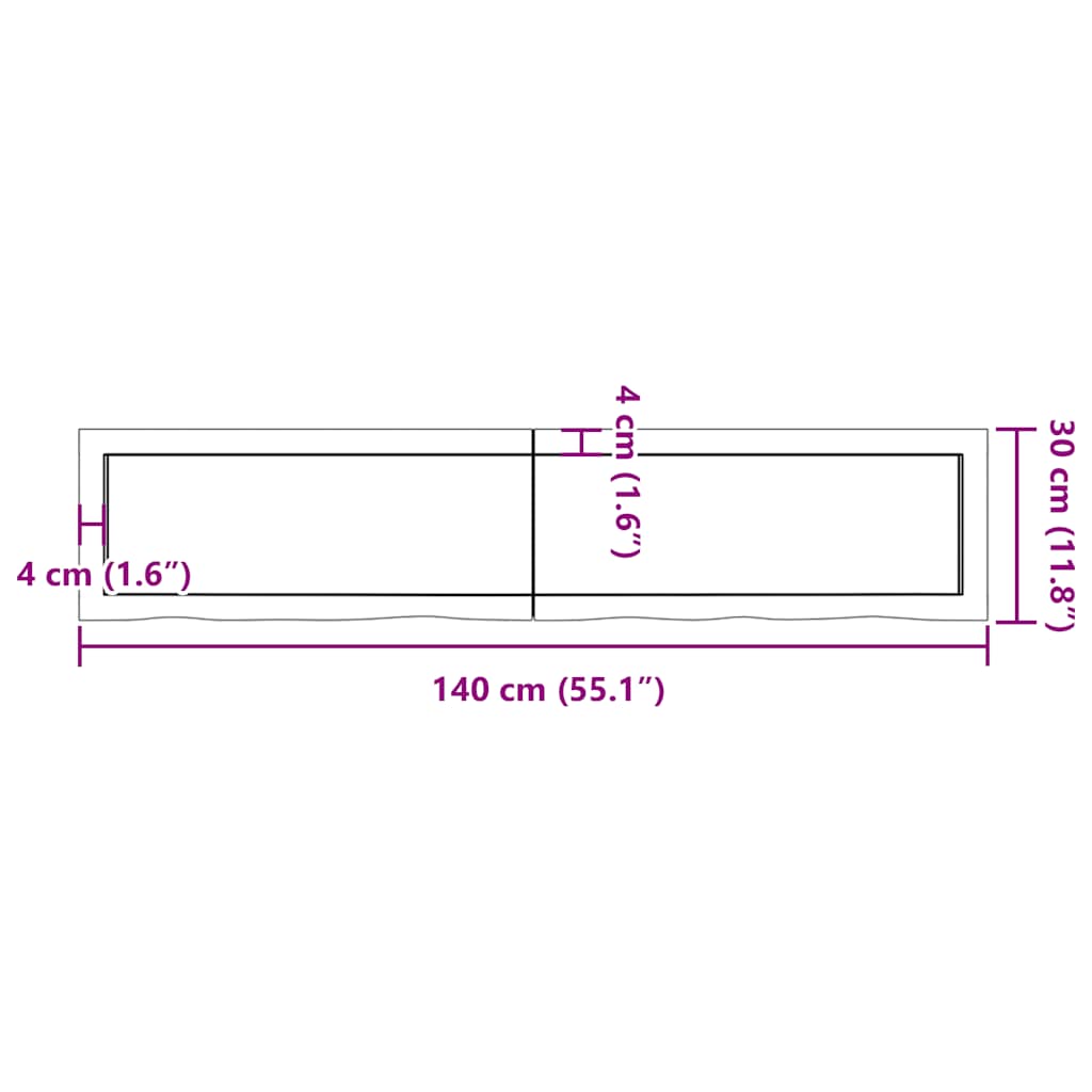 Bathroom Countertop Light Brown 140x30x4 cm Treated Solid Wood