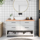 Bathroom Countertop Light Brown 140x30x4 cm Treated Solid Wood