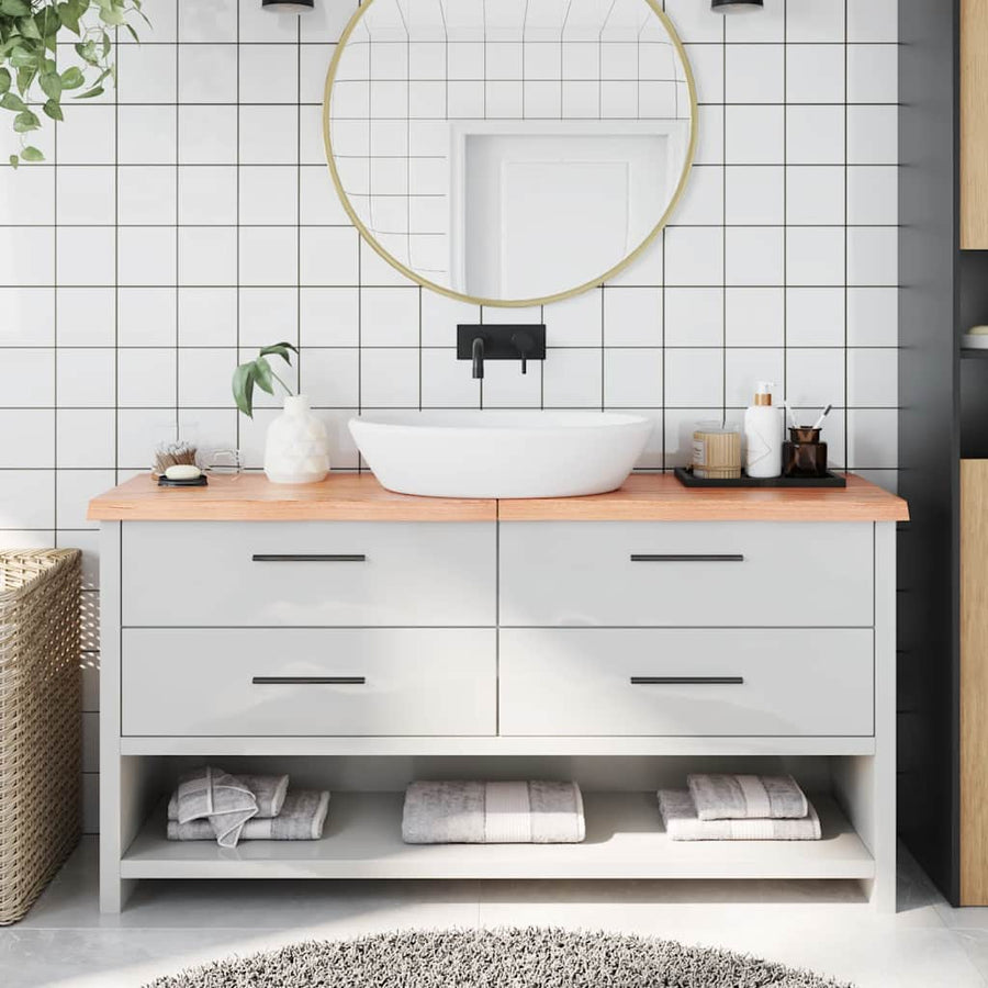 Bathroom Countertop Light Brown 160x30x(2-4) cm Solid Wood