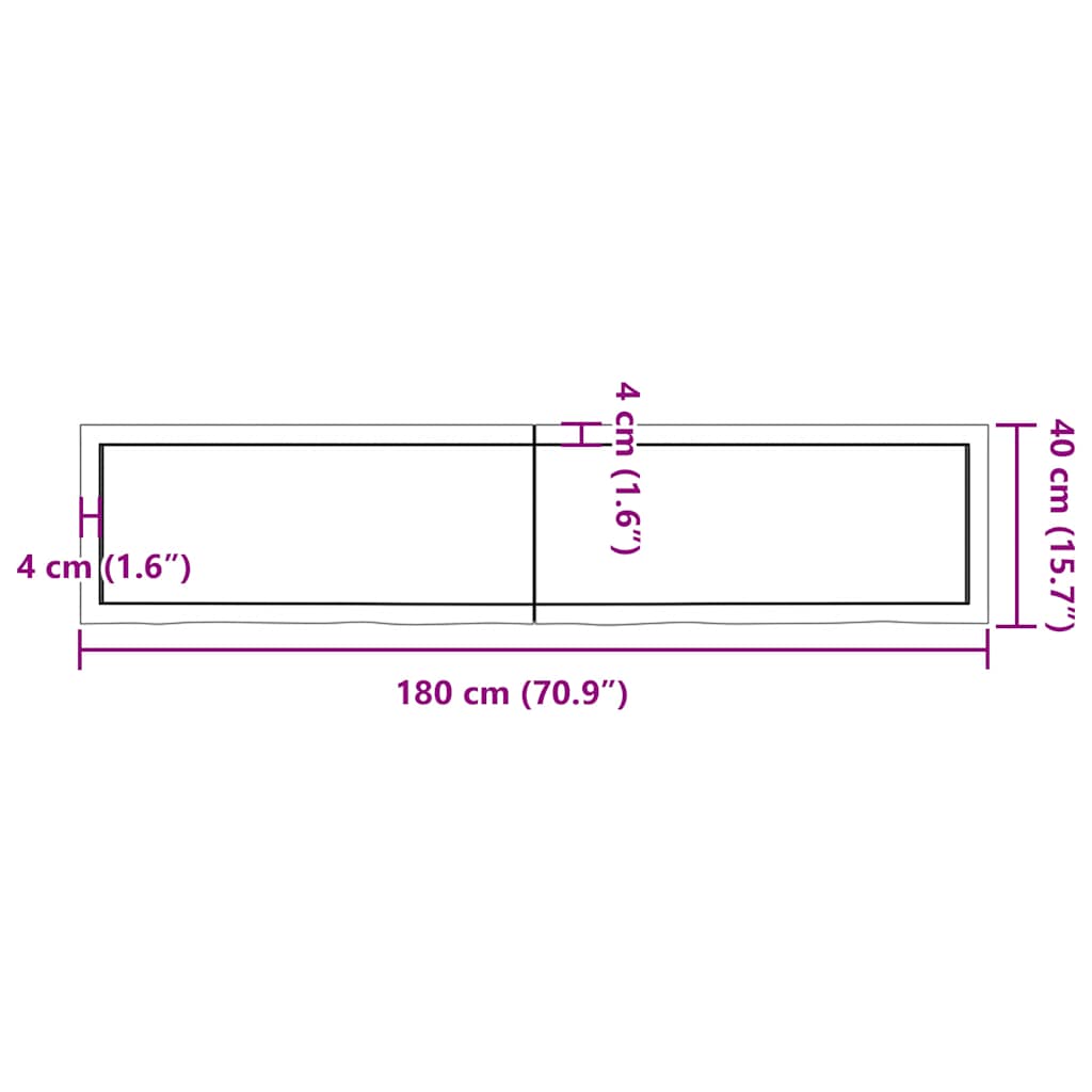 Bathroom Countertop Light Brown 180x40x4 cm Treated Solid Wood