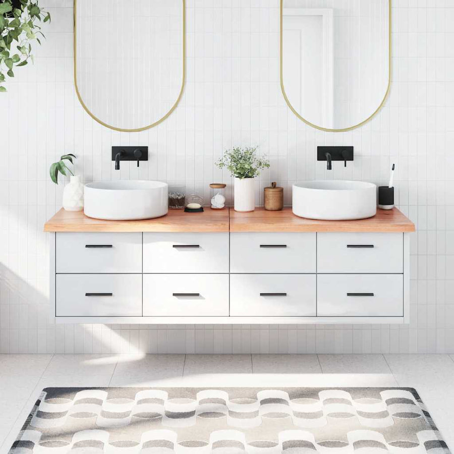 Bathroom Countertop Light Brown 180x40x4 cm Treated Solid Wood