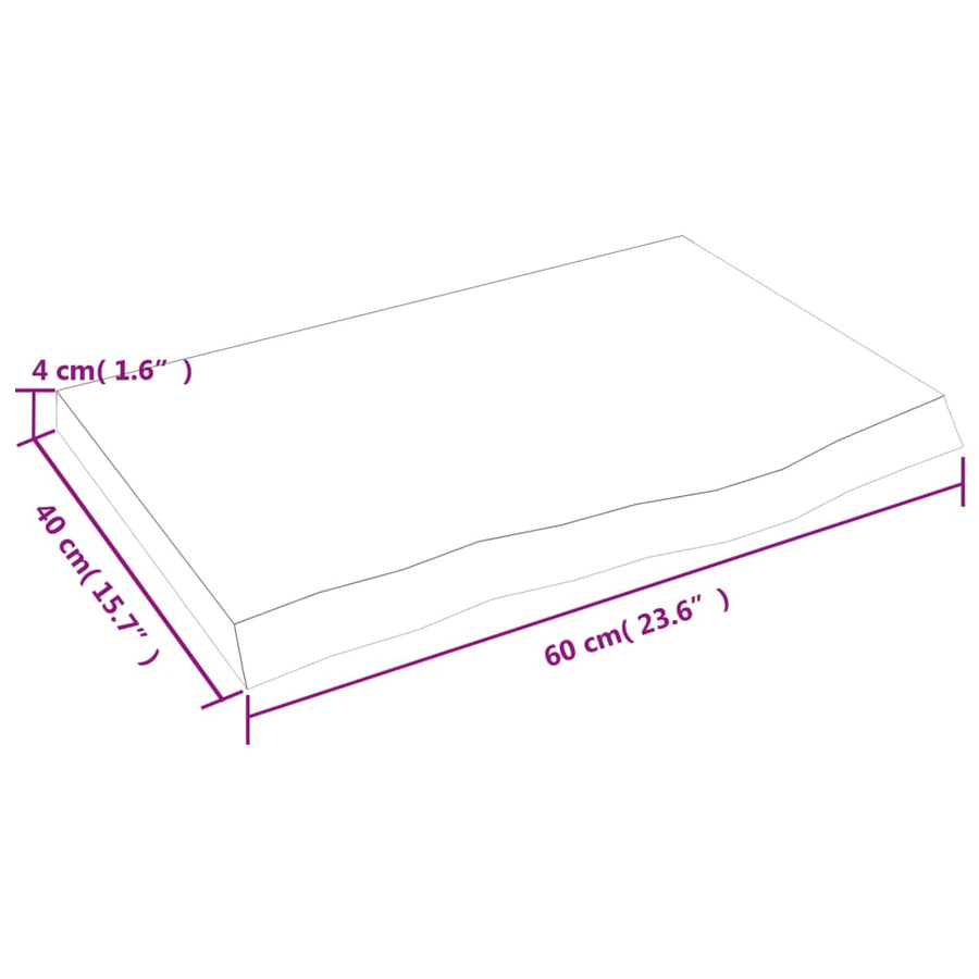 Bathroom Countertop Dark Brown 60x40x(2-4)cm Treated Solid Wood