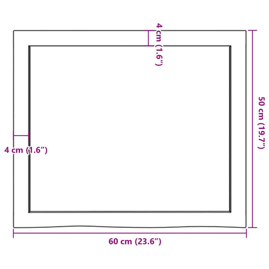 Bathroom Countertop Dark Brown 60x50x(2-4)cm Treated Solid Wood