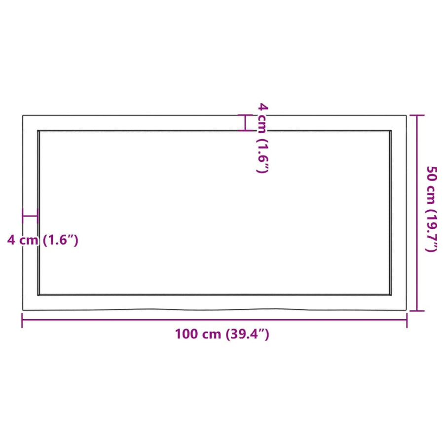 Bathroom Countertop Dark Brown 100x50x(2-6) cm Solid Wood