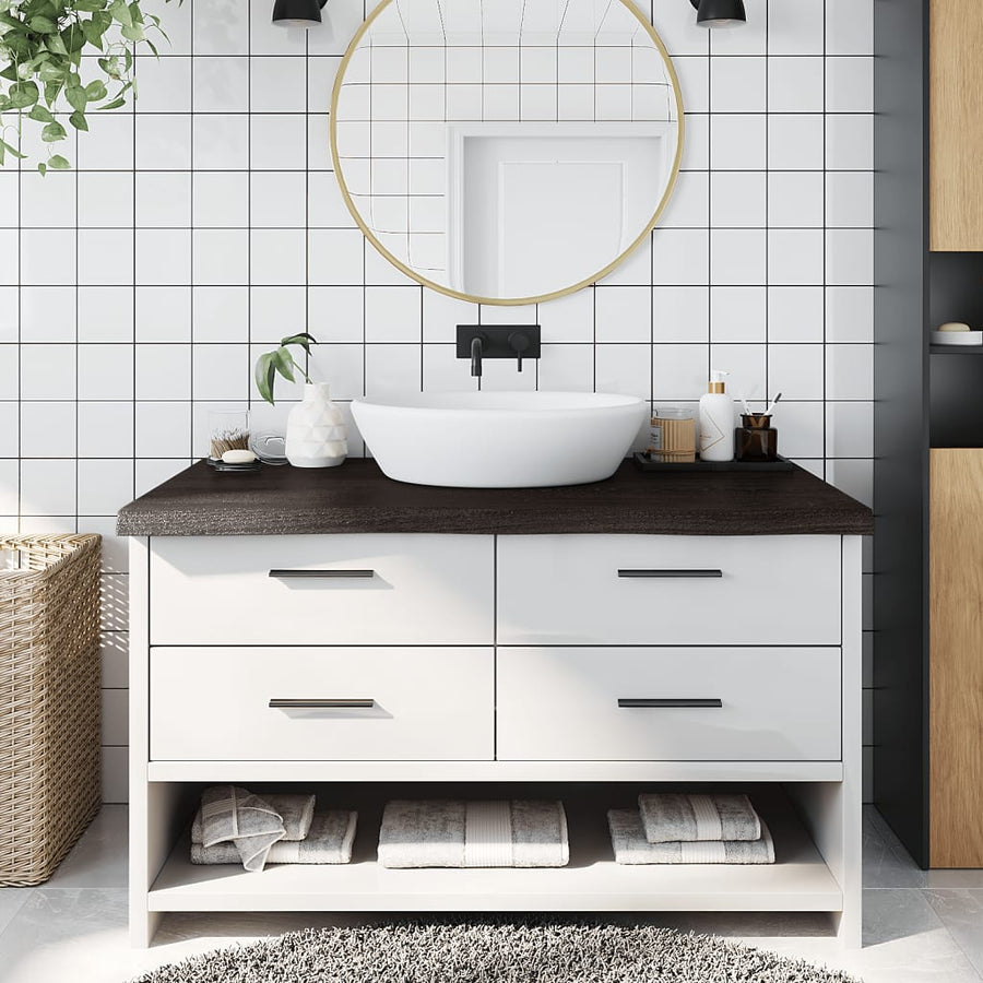 Bathroom Countertop Dark Brown 100x50x(2-6) cm Solid Wood