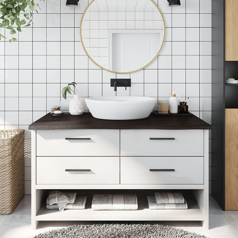 Bathroom Countertop Dark Brown 100x60x(2-4) cm Solid Wood