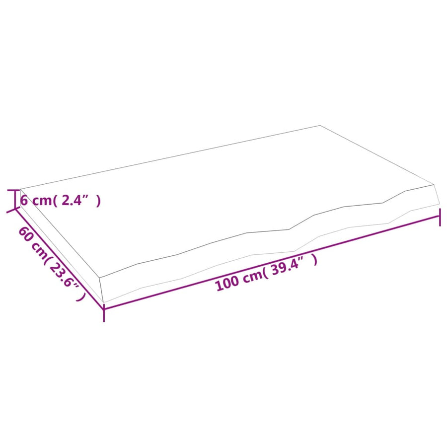 Bathroom Countertop Dark Brown 100x60x(2-6) cm Solid Wood