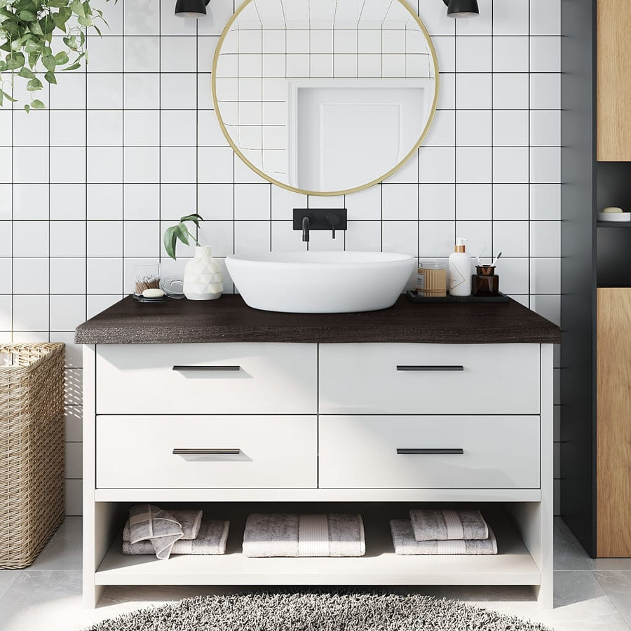 Bathroom Countertop Dark Brown 100x60x(2-6) cm Solid Wood