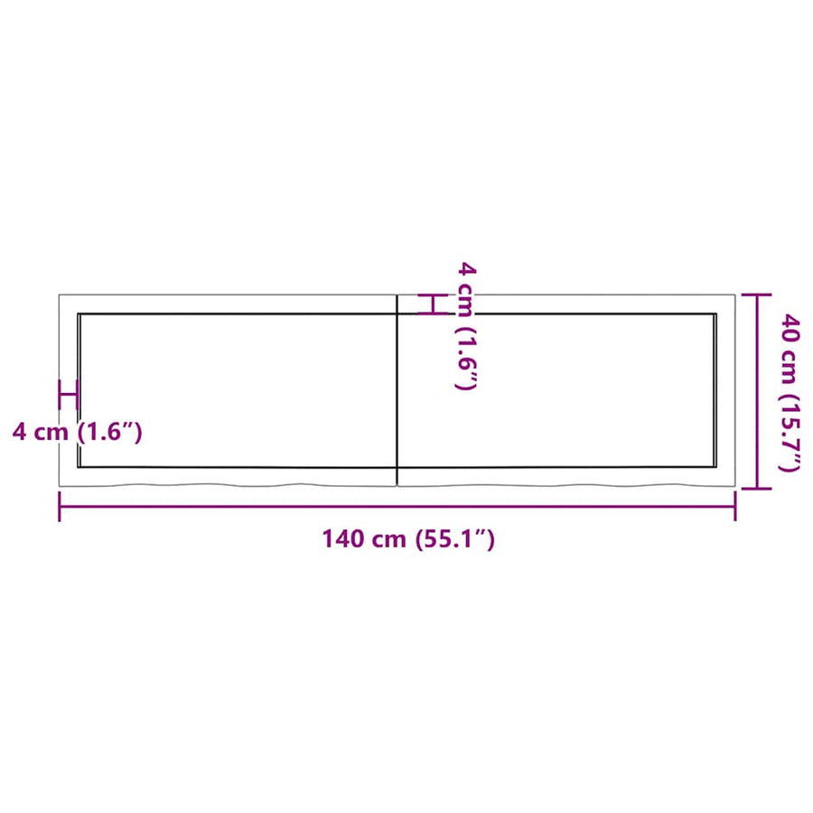Bathroom Countertop Dark Brown 140x40x4 cm Treated Solid Wood