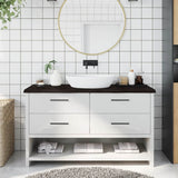 Bathroom Countertop Dark Brown 140x50x(2-4) cm Solid Wood
