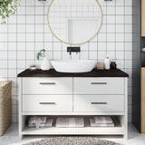 Bathroom Countertop Dark Brown 140x60x(2-4) cm Solid Wood