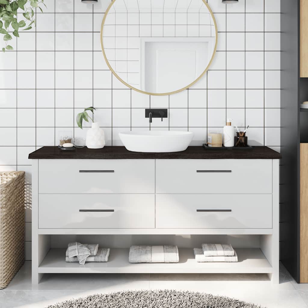 Bathroom Countertop Dark Brown 160x40x4 cm Treated Solid Wood
