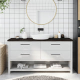 Bathroom Countertop Dark Brown 160x40x4 cm Treated Solid Wood