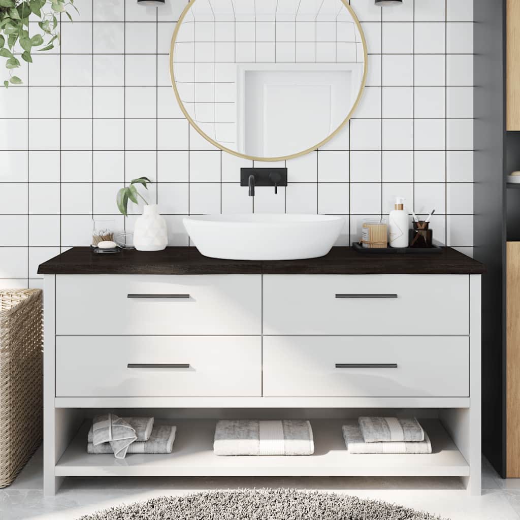 Bathroom Countertop Dark Brown 160x60x(2-4) cm Solid Wood