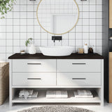 Bathroom Countertop Dark Brown 160x60x(2-4) cm Solid Wood