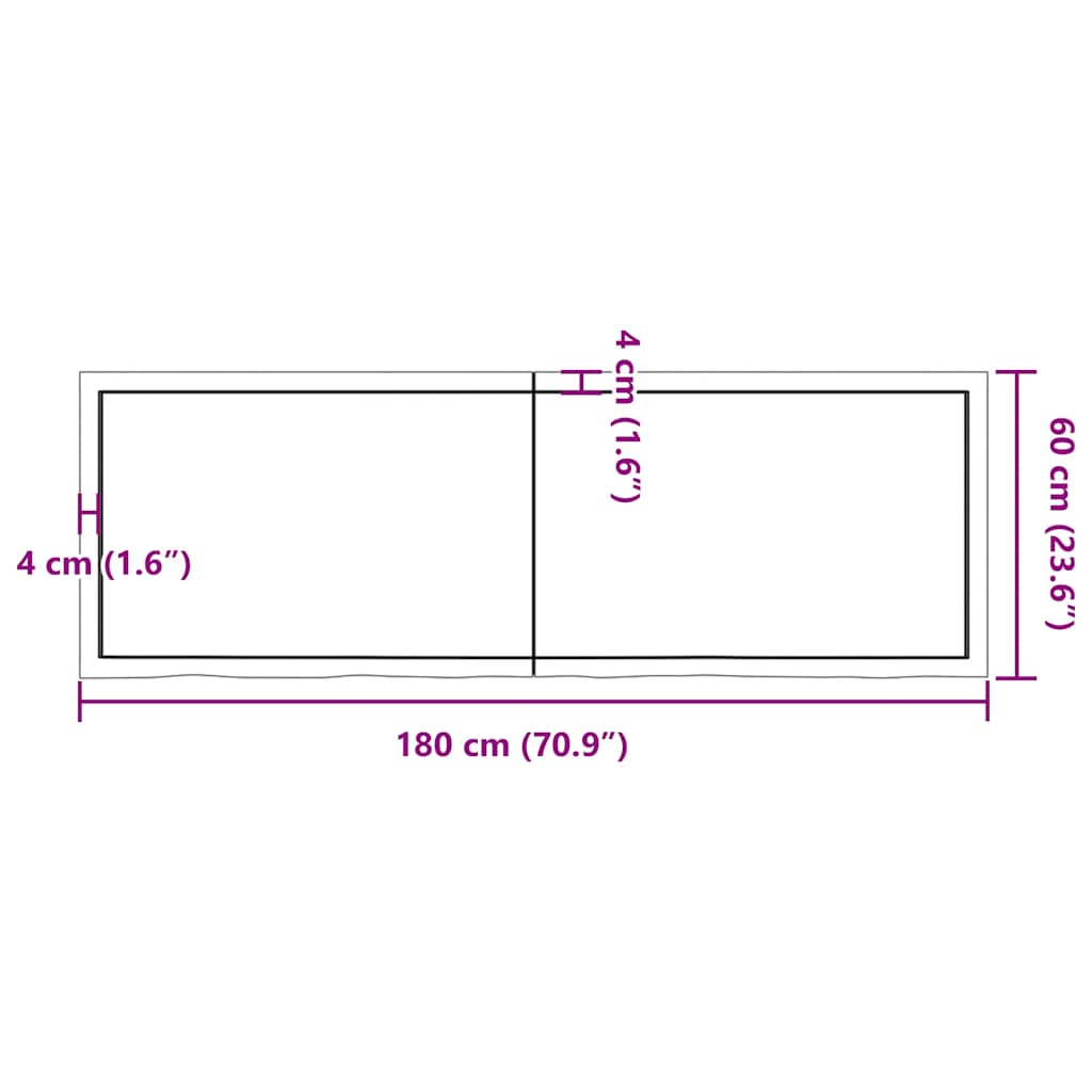 Bathroom Countertop Dark Brown 180x60x(2-4) cm Solid Wood
