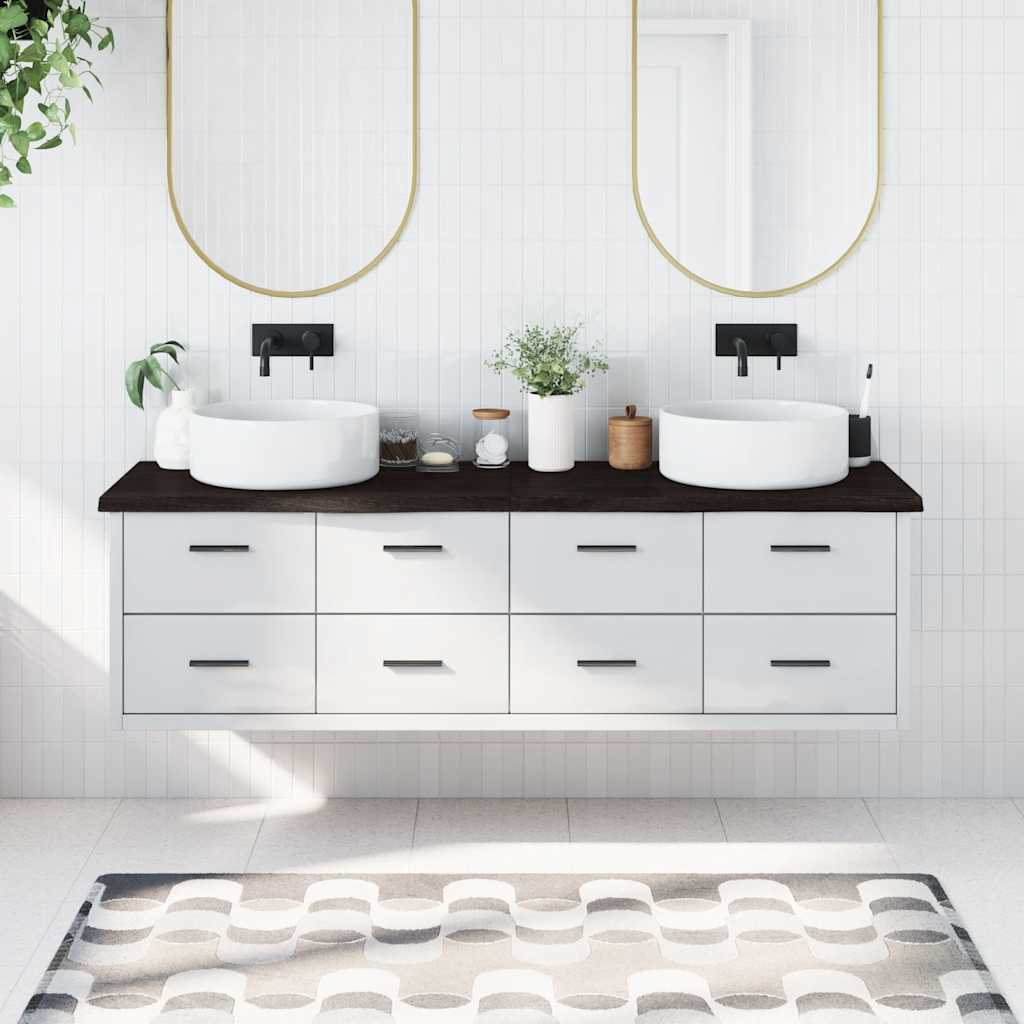 Bathroom Countertop Dark Brown 180x60x(2-4) cm Solid Wood