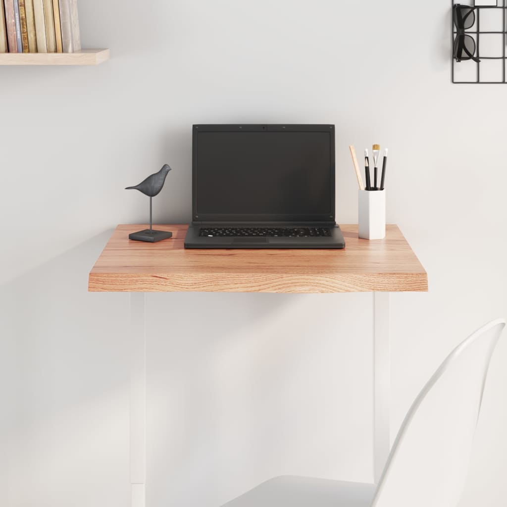 Table Top Light Brown 60x60x4 cm Treated Solid Wood Oak