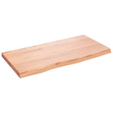 Table Top Light Brown 80x40x4 cm Treated Solid Wood Oak - Front View
