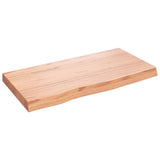 Table Top Light Brown 80x40x6 cm Treated Solid Wood Oak - Front View