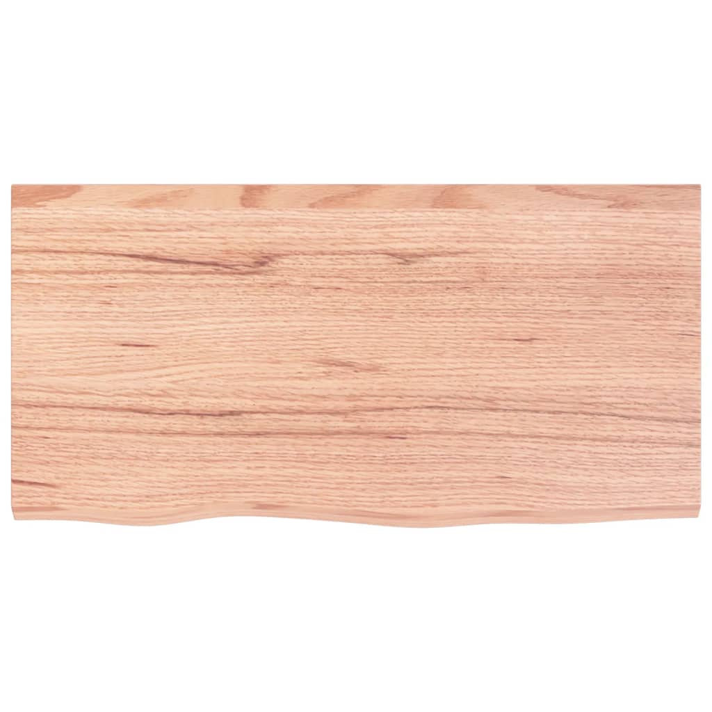 Table Top Light Brown 80x40x6 cm Treated Solid Wood Oak