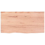 Table Top Light Brown 80x40x6 cm Treated Solid Wood Oak - Side View