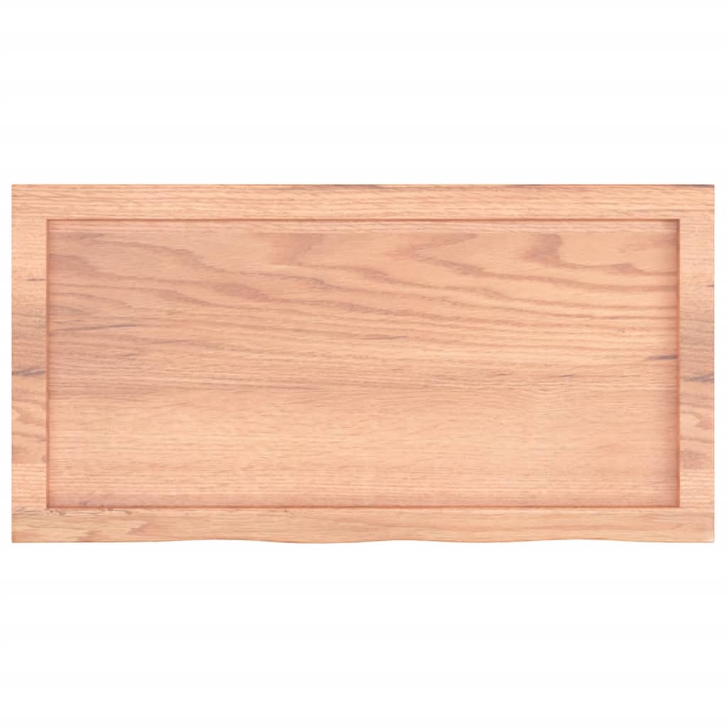 Table Top Light Brown 80x40x6 cm Treated Solid Wood Oak
