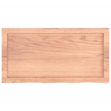 Table Top Light Brown 80x40x6 cm Treated Solid Wood Oak - Top-Down View