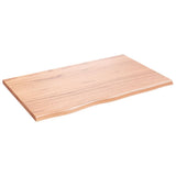 Table Top Light Brown 80x50x2 cm Treated Solid Wood Oak - Front View