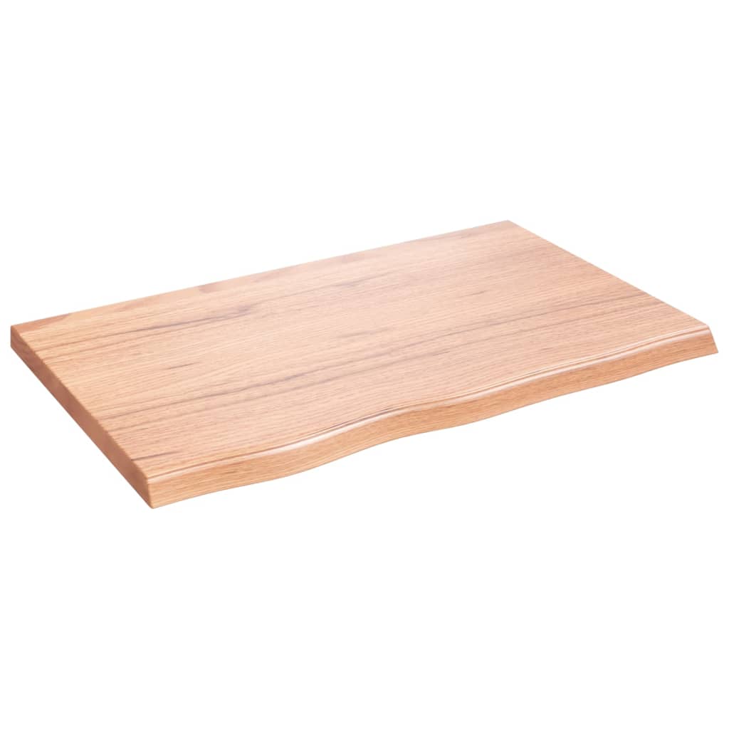 Table Top Light Brown 80x50x4 cm Treated Solid Wood Oak