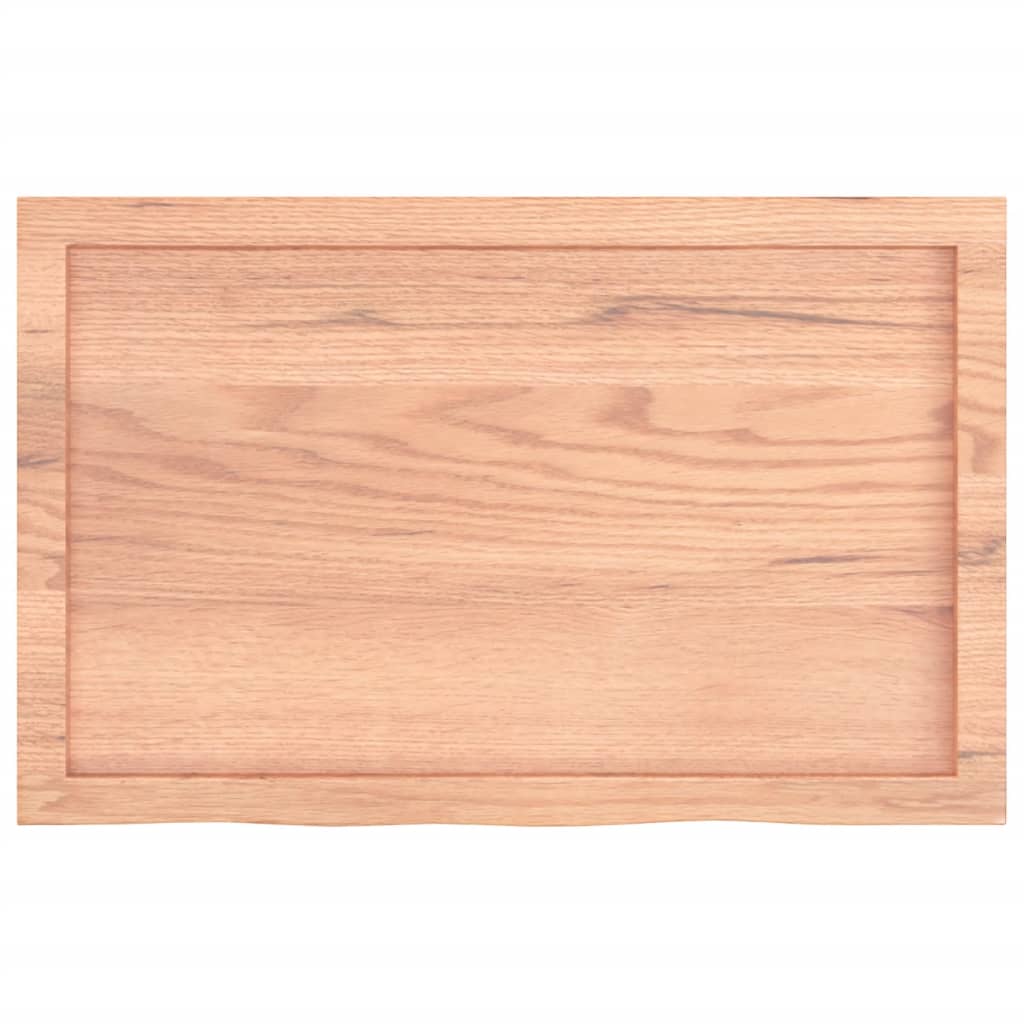 Table Top Light Brown 80x50x4 cm Treated Solid Wood Oak
