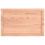 Table Top Light Brown 80x50x6 cm Treated Solid Wood Oak - Top-Down View
