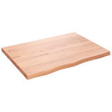 Table Top Light Brown 80x60x4 cm Treated Solid Wood Oak - Front View