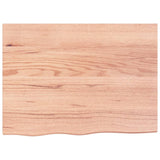 Table Top Light Brown 80x60x4 cm Treated Solid Wood Oak