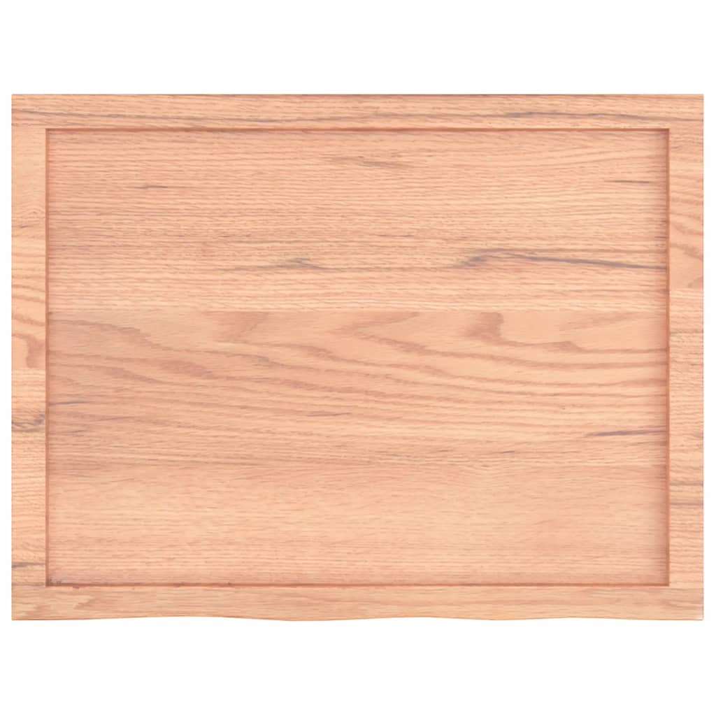 Table Top Light Brown 80x60x4 cm Treated Solid Wood Oak
